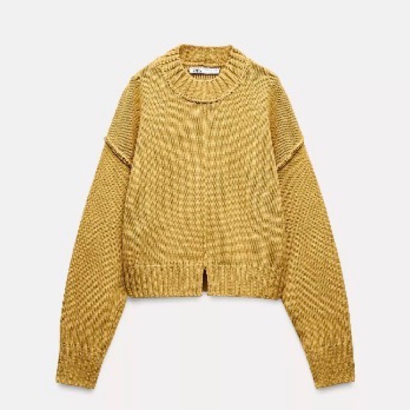 Zara Women's Yellow Crew Neck Sweater, size L - Picture 6 of 6